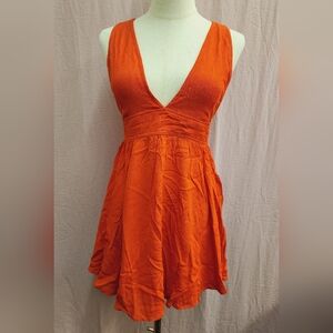 LUMIÈRE Deep V Sleeveless Corest Lace Up Back Mini Dress- Small